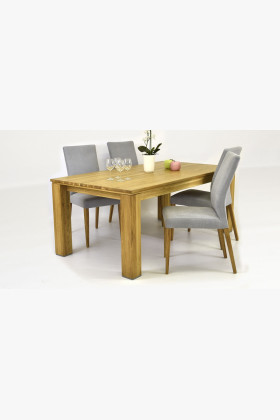 Šedá stolička Madrid a stôl z masívneho dubového dreva , jedálenské súpravy - 1 2