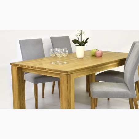 Šedá stolička a stôl Madrid z masívneho dubového dreva