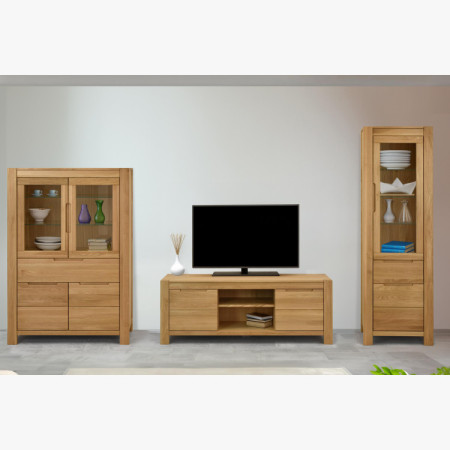 Dubová vitrína so sklenenými dvierkami