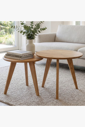 Sada okrúhlych stolíkov dub masív, Typ 26