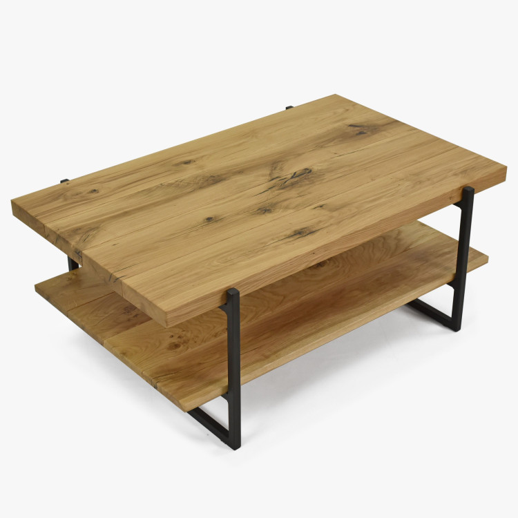 Masívny konferenčný stolík s policou dub