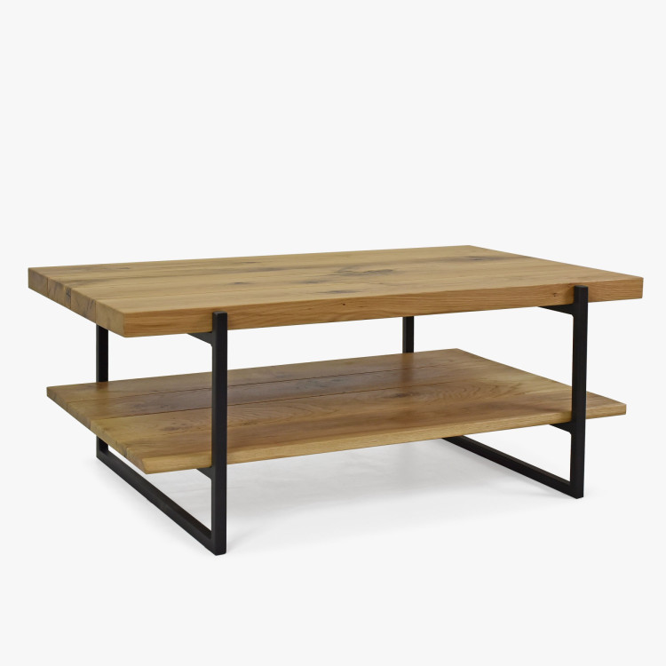 Masívny konferenčný stolík s policou dub