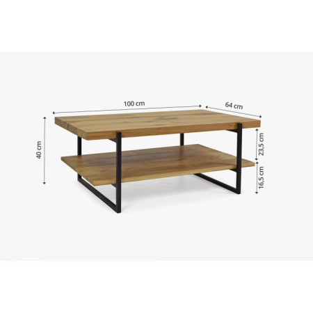 Masívny konferenčný stolík s policou dub