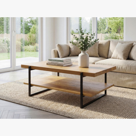 Masívny konferenčný stolík s policou dub