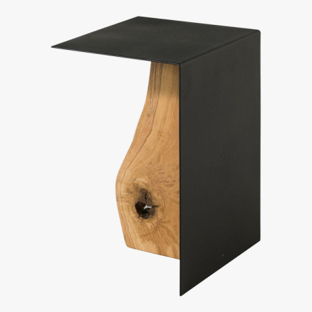 Odkladací stolík kovový s dubovou doskou 30 x 33 cm