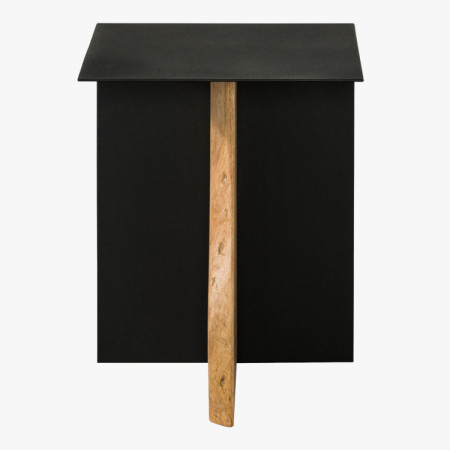 Odkladací stolík kovový s dubovou doskou 30 x 33 cm