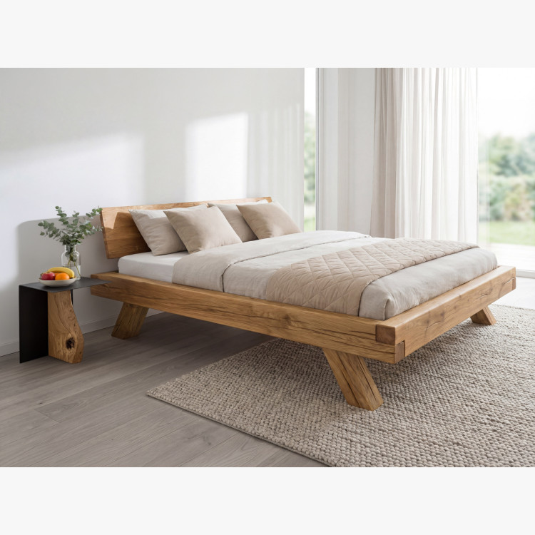 Odkladací stolík kovový s dubovou doskou 30 x 33 cm