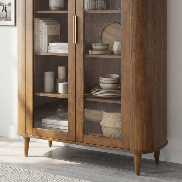 Dvojdverová presklená vitrína v farbe orech