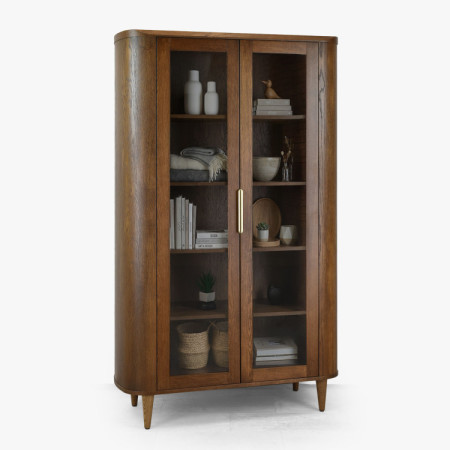 Dvojdverová presklená vitrína v farbe orech