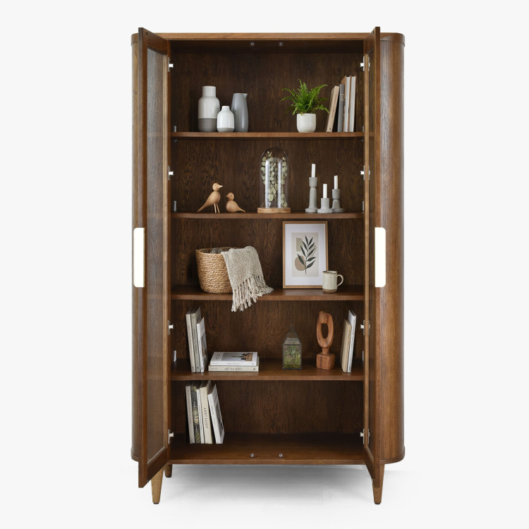 Dvojdverová presklená vitrína v farbe orech