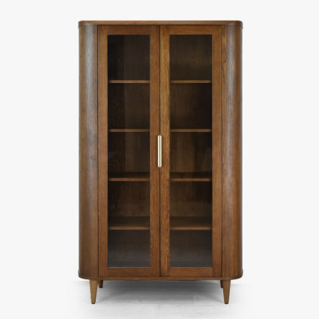 Dvojdverová presklená vitrína v farbe orech