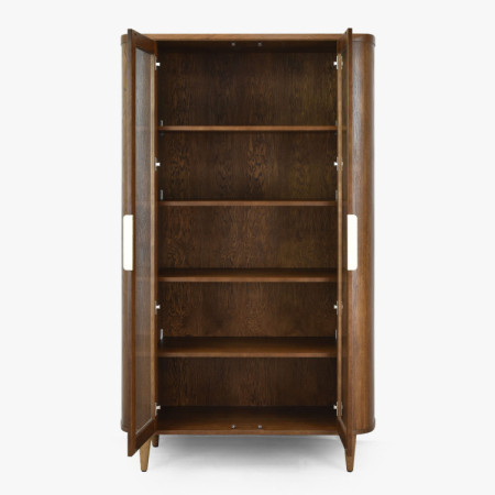 Dvojdverová presklená vitrína v farbe orech