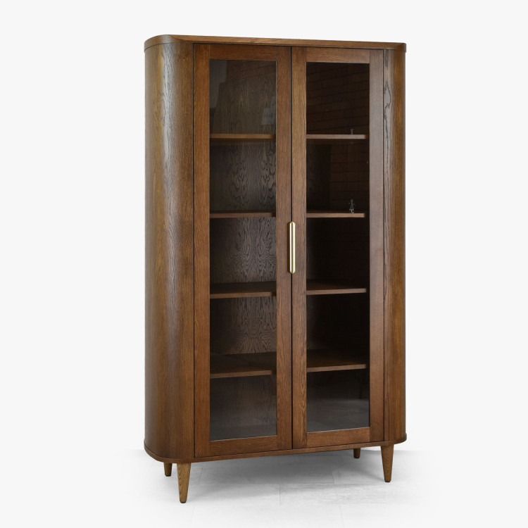 Dvojdverová presklená vitrína v farbe orech