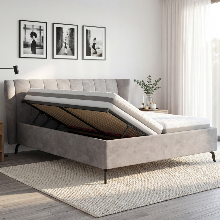 Moderná čalúnená posteľ s úložným priestorom, 180 × 200 cm
