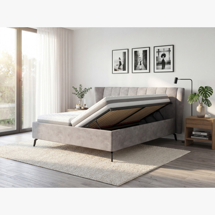 Moderná čalúnená posteľ s úložným priestorom, 180 × 200 cm