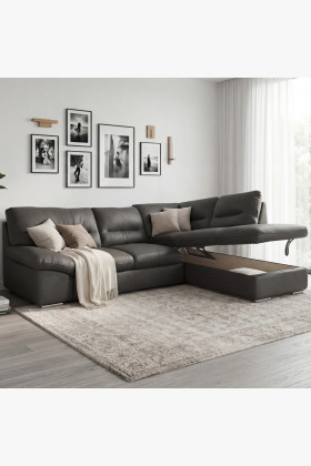 Rohová sedacia súprava - pravá koža fango, William roh vpravo