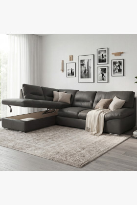 Rohová rohová sedacia súprava - pravá koža fango, William roh vľavo