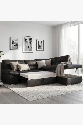 Rohová sedacia súprava - pravá koža čierna, William roh vpravo 2