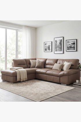 Rohová sedacia súprava - pravá koža SAND , William roh vľavo