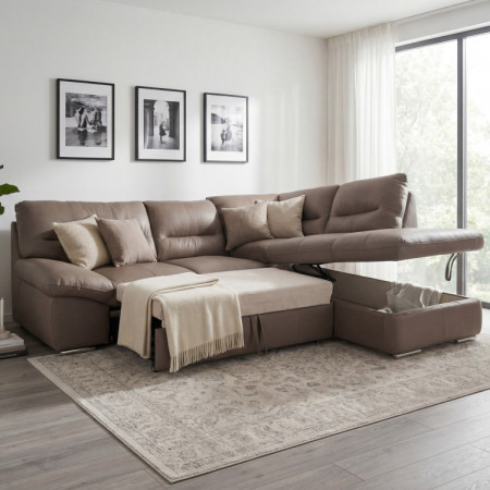 Rohová sedacia súprava - pravá koža SAND, William roh vpravo