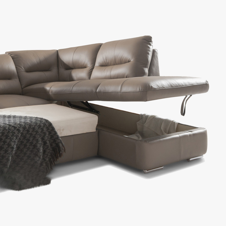 Rohová sedacia súprava - pravá koža SAND, William roh vpravo