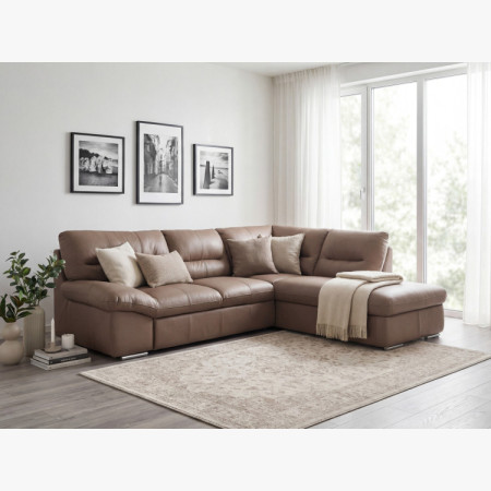Rohová sedacia súprava - pravá koža SAND, William roh vpravo