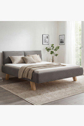 Manželská látková posteľ na nožičkách v sivej farbe 180 x 200