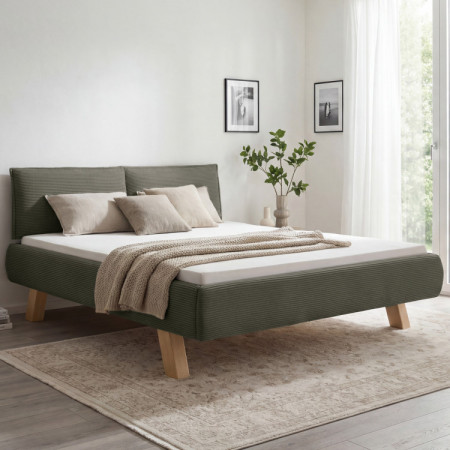 Manželská látková posteľ na nohách v zelenej farbe 180 x 200