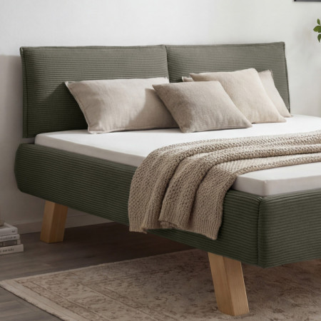 Manželská látková posteľ na nohách v zelenej farbe 180 x 200