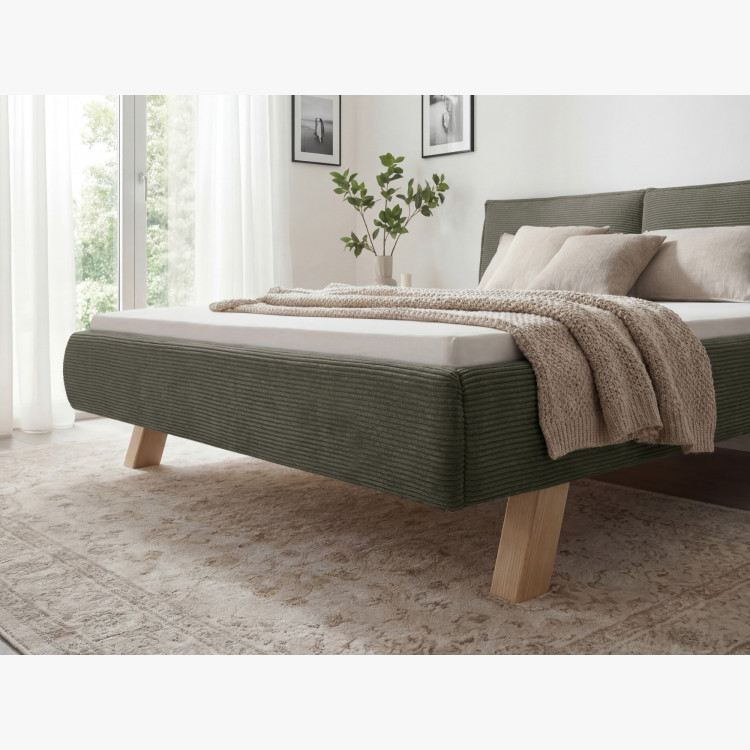 Manželská látková posteľ na nohách v zelenej farbe 180 x 200