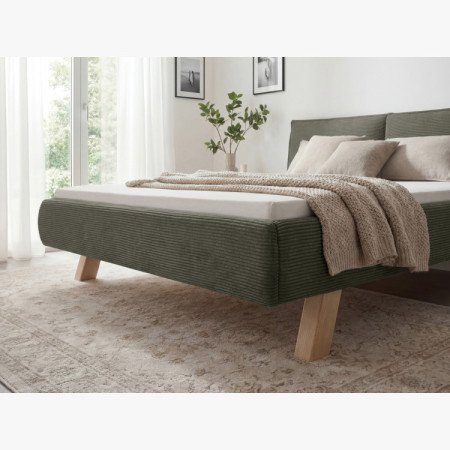 Manželská látková posteľ na nohách v zelenej farbe 180 x 200