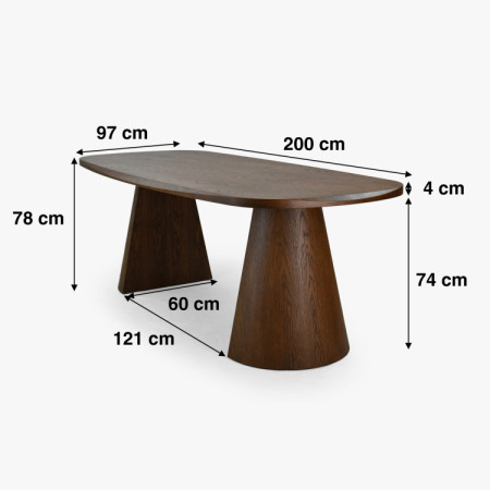 Dizajnový jedálenský stôl 200 cm v farbe orech