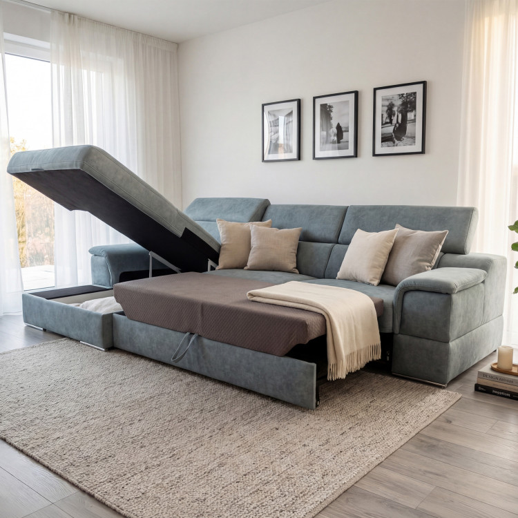 Rohová sedacia súprava s funkciou spania - ľavý roh