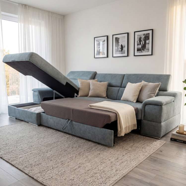 Rohová sedacia súprava s funkciou spania - pravý roh