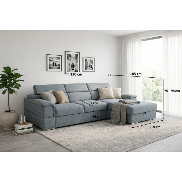 Rohová sedacia súprava s funkciou spania - pravý roh