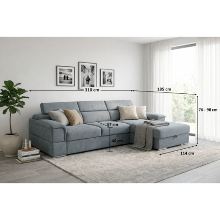 Rohová sedacia súprava s funkciou spania - pravý roh