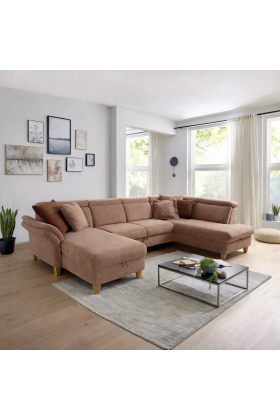 Sedačka v tvare U na nožičkách - otomán vpravo