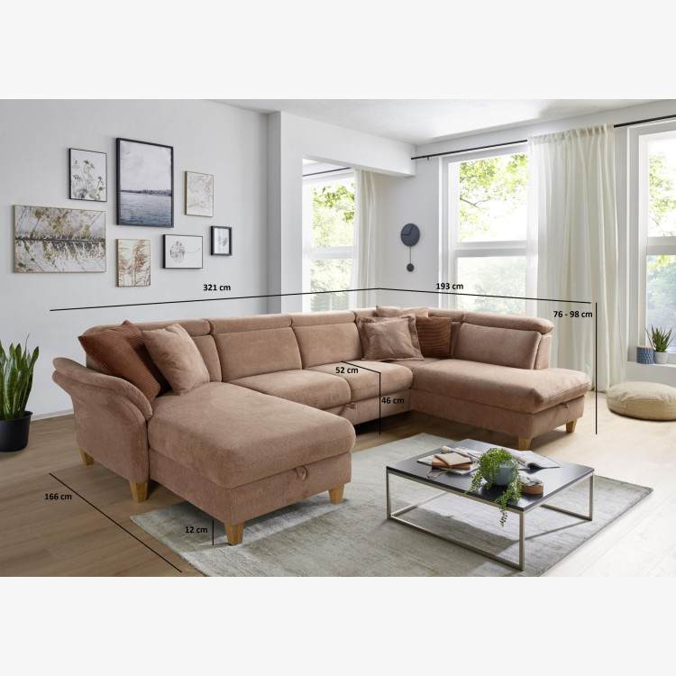 Sedačka v tvare U na nožičkách - otoman vpravo