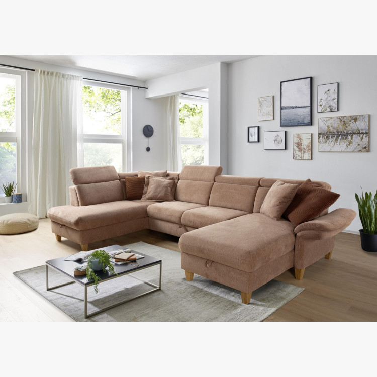 Sedačka v tvare U na nožičkách - otomana vľavo