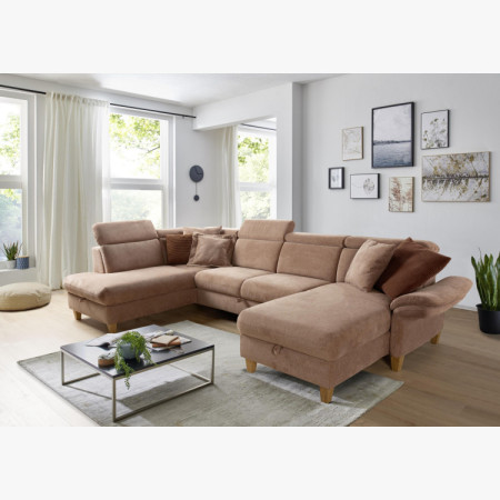 Sedačka v tvare U na nožičkách - otomana vľavo