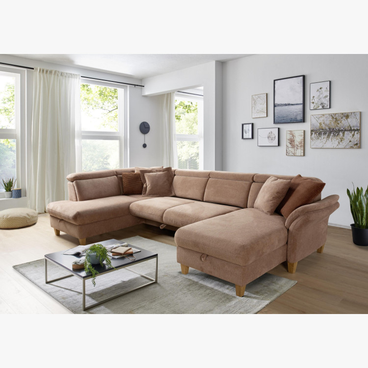 Sedačka v tvare U na nožičkách - otomana vľavo