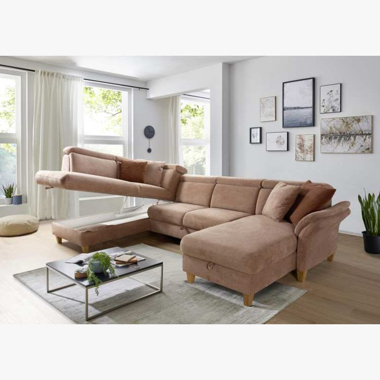 Sedačka v tvare U na nožičkách - otomana vľavo