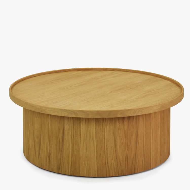 Dubový konferenčný stolík dub natural, Ø 80 cm tvar valec