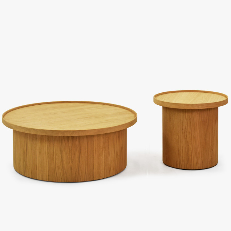 Dubový konferenčný stolík dub natural, Ø 80 cm tvar valec