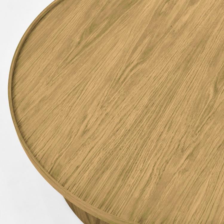 Dubový konferenčný stolík dub natural, Ø 80 cm tvar valec