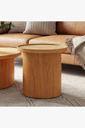 Dubový konferenčný stolík dub natural, Ø 45 cm tvar valec