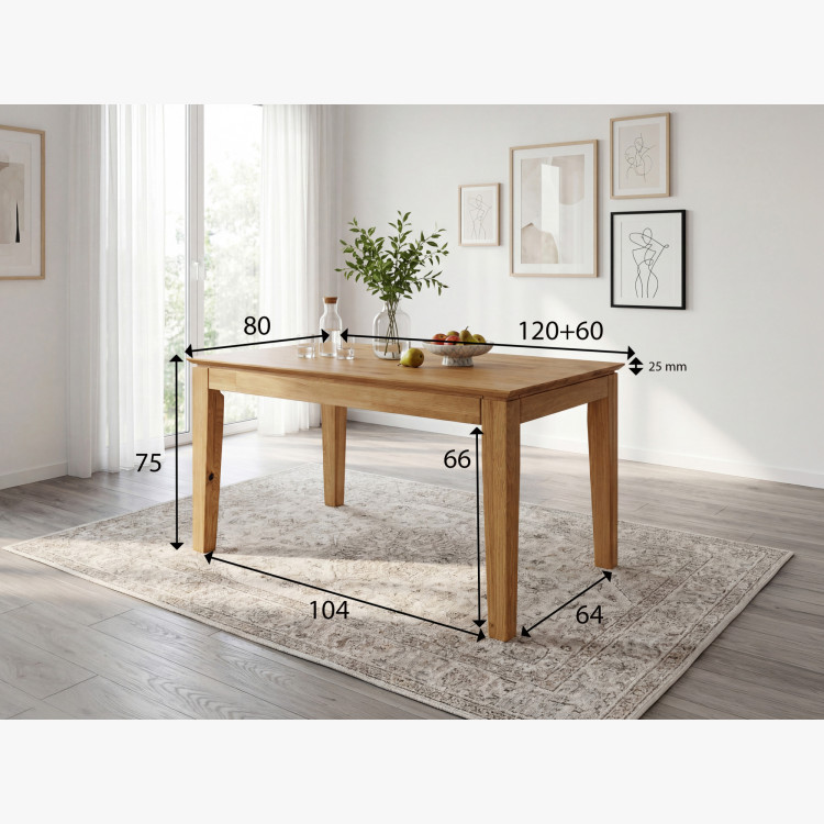 Dubový stôl s rozkladom 120 x 80 cm