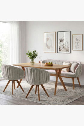 Dubový jedálenský set z masívu – oválny stôl countryside 180cm, lavica a kresielka Elba