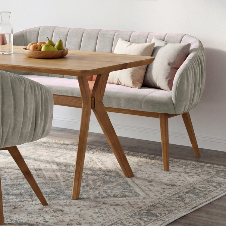 Dubový jedálenský set z masívu – oválny stôl countryside 180cm, lavica a stoličky Elba