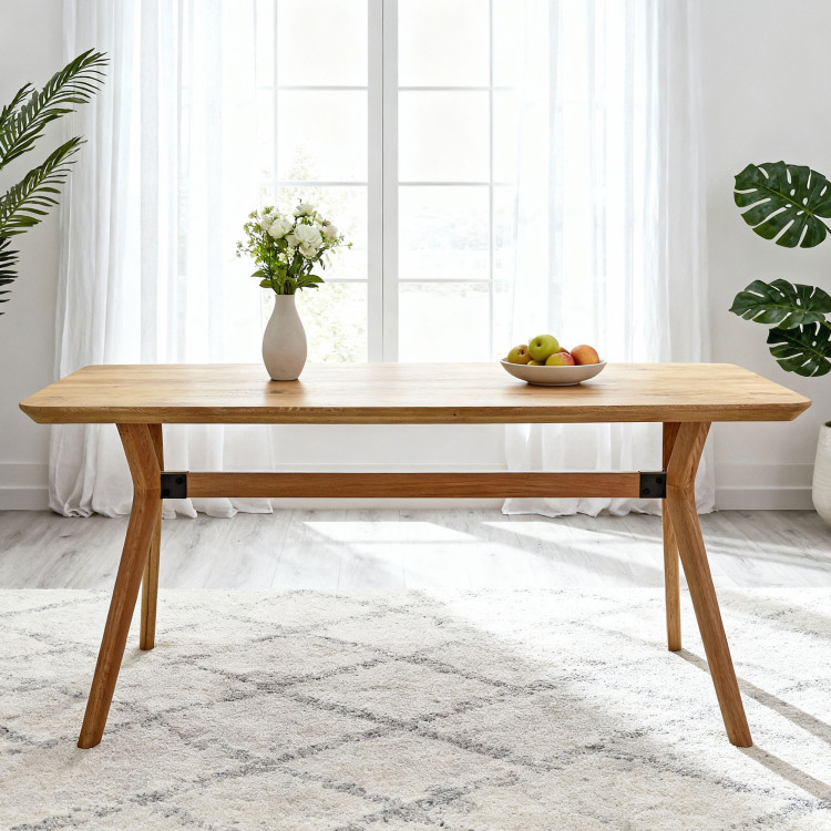 Dubový jedálenský set z masívu – oválny stôl countryside 180cm, lavica a stoličky Elba